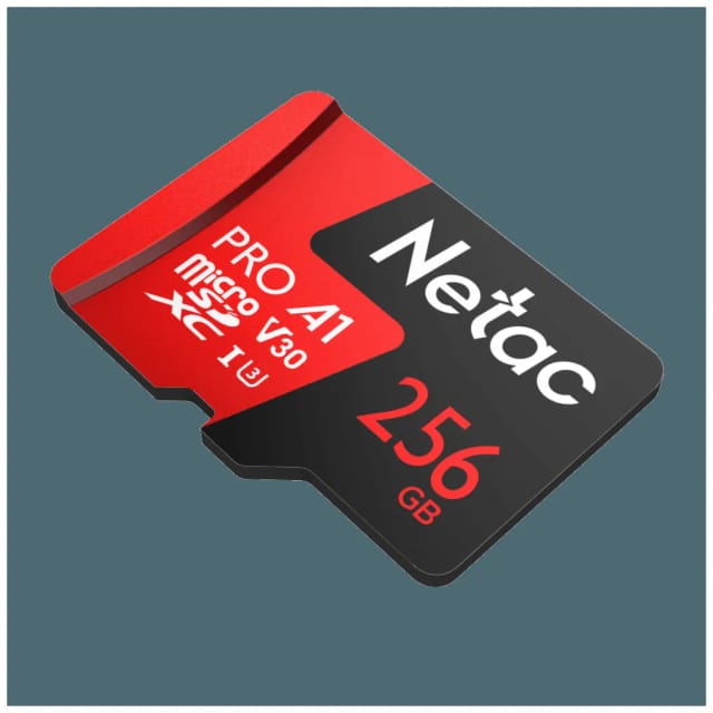 Карта памяти Netac microSDXC 256 ГБ Class 10, V30, A1, UHS-I, R 100 МБ/с, адаптер на SD, 1 шт., черный/красный - изображение №3