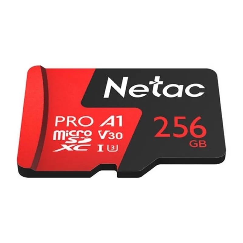 Карта памяти Netac microSDXC 256 ГБ Class 10, V30, A1, UHS-I, R 100 МБ/с, адаптер на SD, 1 шт., черный/красный - изображение №9