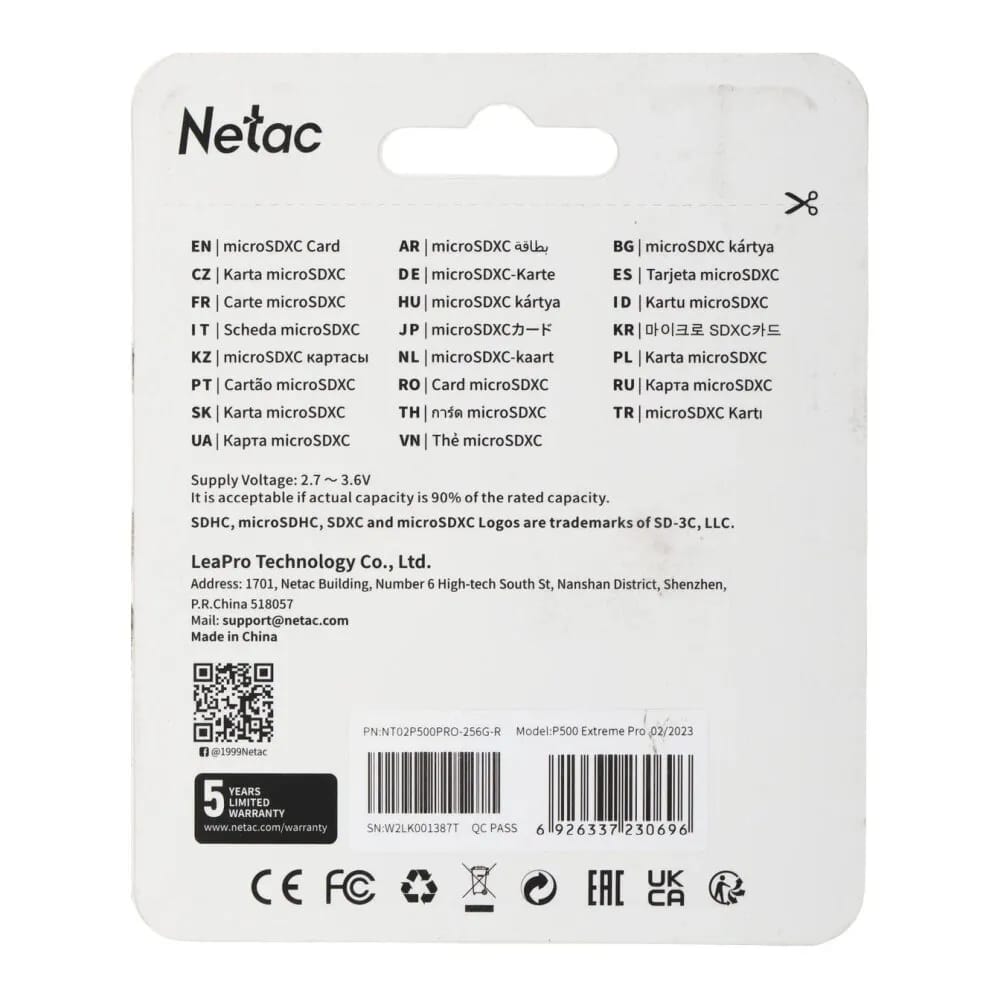 Карта памяти Netac microSDXC 256 ГБ Class 10, V30, A1, UHS-I, R 100 МБ/с, адаптер на SD, 1 шт., черный/красный - изображение №11