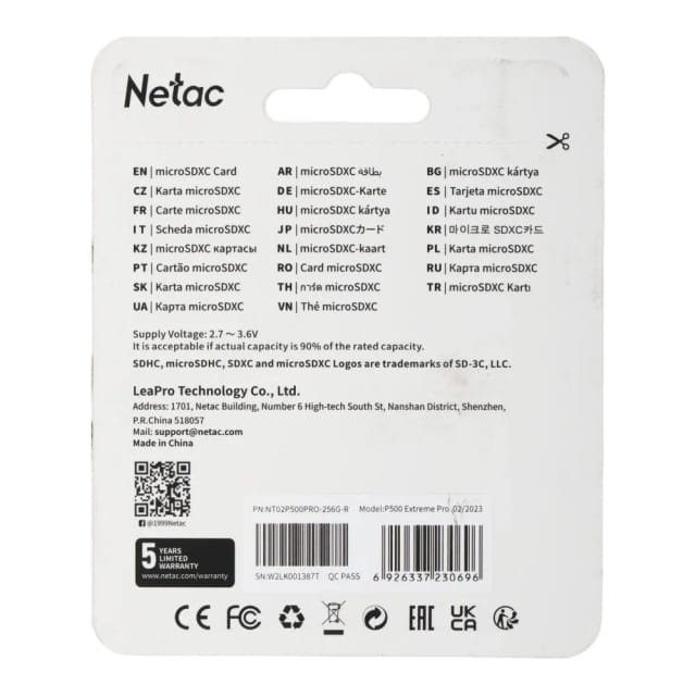 Карта памяти Netac microSDXC 256 ГБ Class 10, V30, A1, UHS-I, R 100 МБ/с, адаптер на SD, 1 шт., черный/красный - изображение №11