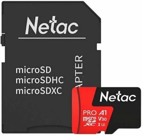 Карта памяти Netac microSDXC 64 ГБ Class 10, V30, A1, UHS-I U3, R 100 МБ/с, адаптер на SD, 1 шт., черный/красный - изображение №10
