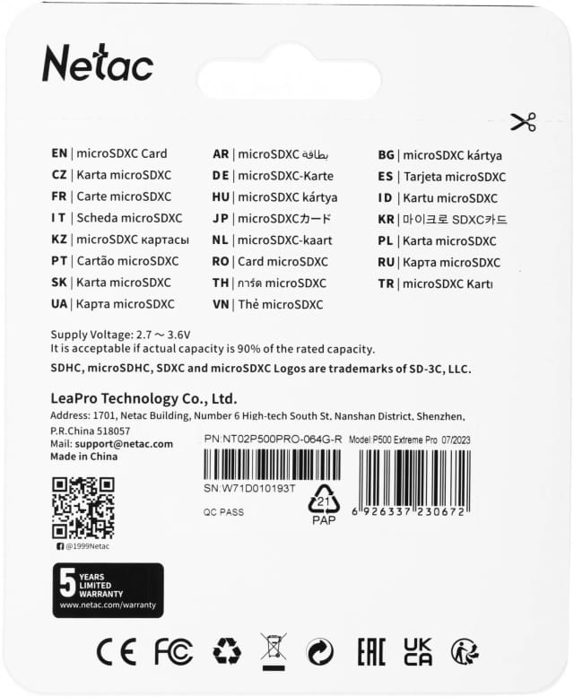 Карта памяти Netac microSDXC 64 ГБ Class 10, V30, A1, UHS-I U3, R 100 МБ/с, адаптер на SD, 1 шт., черный/красный - изображение №20