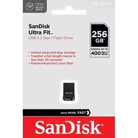 Флешка SanDisk Ultra Fit USB 3.1 CZ430 256 ГБ, 1 шт., черный - изображение №1