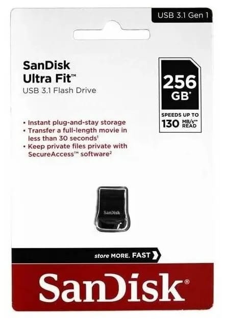 Флешка SanDisk Ultra Fit USB 3.1 CZ430 256 ГБ, 1 шт., черный - изображение №3