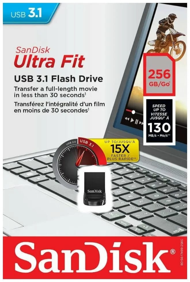 Флешка SanDisk Ultra Fit USB 3.1 CZ430 256 ГБ, 1 шт., черный - изображение №4