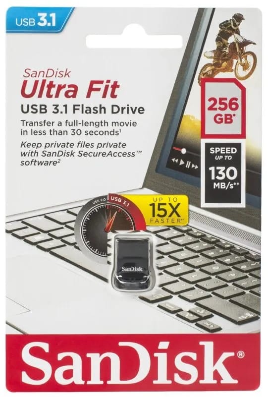 Флешка SanDisk Ultra Fit USB 3.1 CZ430 256 ГБ, 1 шт., черный - изображение №7