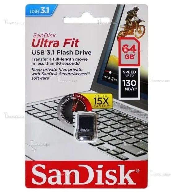 Флешка SanDisk Ultra Fit USB 3.1 CZ430 64 ГБ, 1 шт., черный - изображение №8