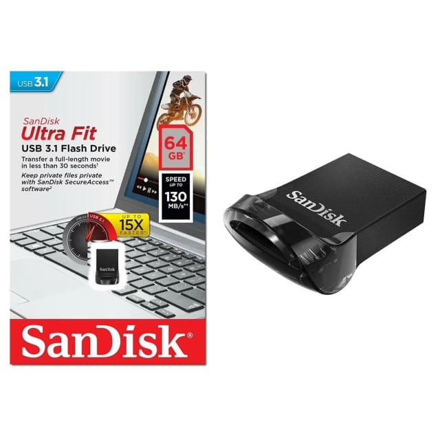 Флешка SanDisk Ultra Fit USB 3.1 CZ430 64 ГБ, 1 шт., черный - изображение №14