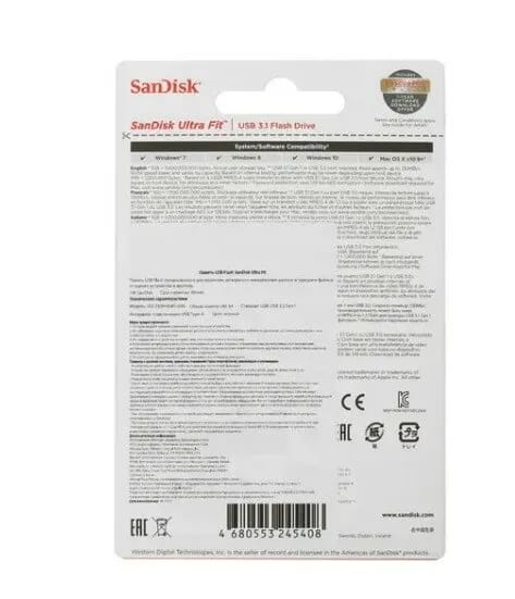 Флешка SanDisk Ultra Fit USB 3.1 CZ430 64 ГБ, 1 шт., черный - изображение №18