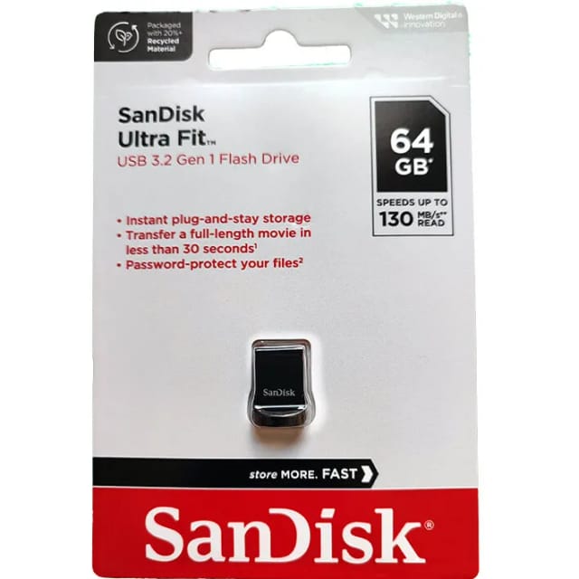 Флешка SanDisk Ultra Fit USB 3.1 CZ430 64 ГБ, 1 шт., черный - изображение №20