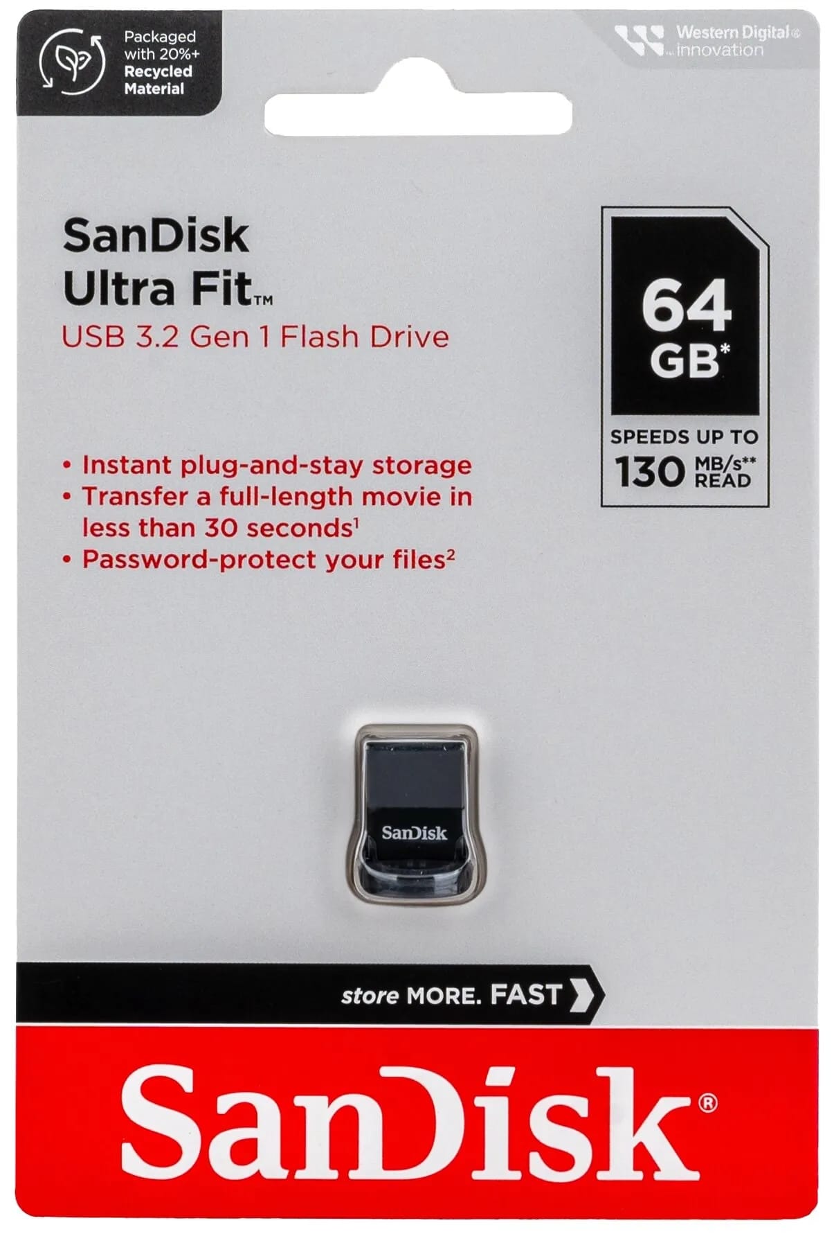Флешка SanDisk Ultra Fit USB 3.1 CZ430 64 ГБ, 1 шт., черный - изображение №19