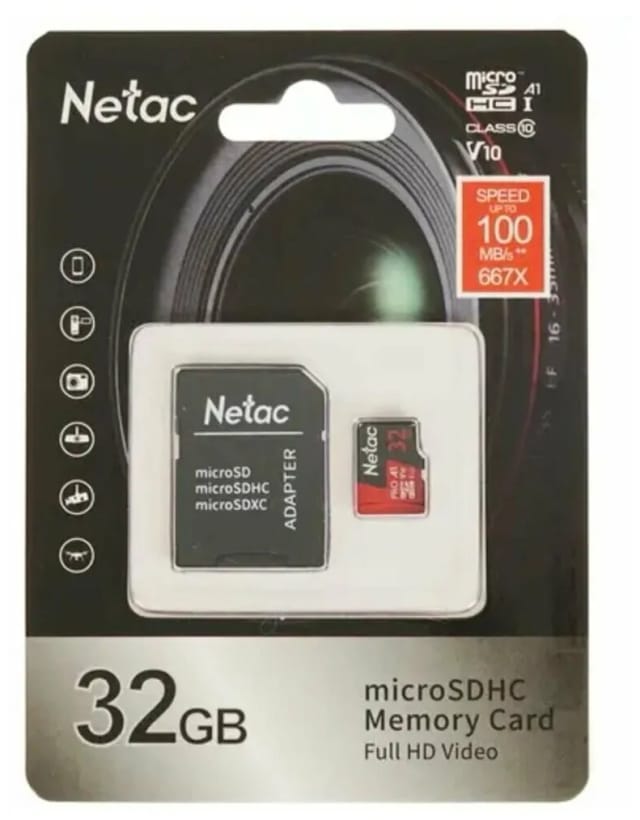Карта памяти Netac MicroSD 32GB V10A1C10 100Mb/s+adp - изображение №11