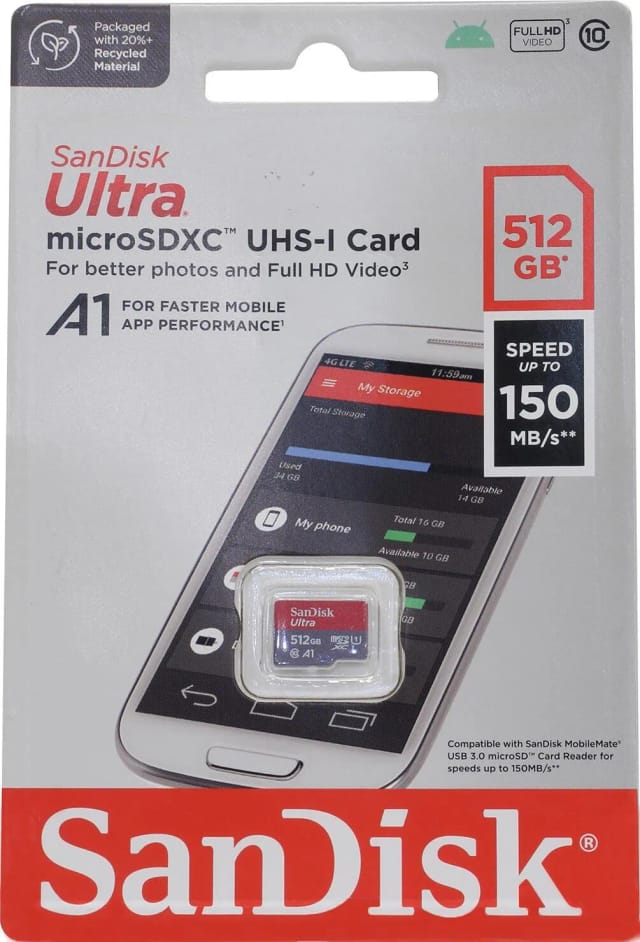 Карта памяти 512Gb - SanDisk Ultra MicroSDXC Class 10 UHS-I - изображение №1