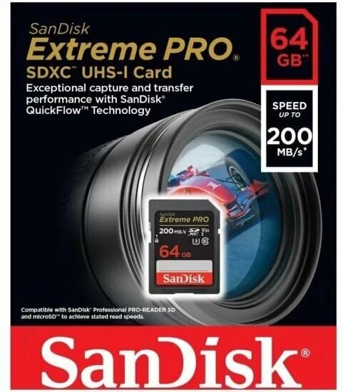 Карта памяти Sandisk Extreme Pro SDXC UHS-I U3 V30 64Gb (200/90 MB/s) - изображение №1