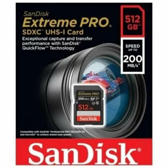 Флеш накопитель 512 Гб SanDisk SDXC 512GB Extreme Pro UHS-I V30 U3 200/140 MB/s - изображение №1