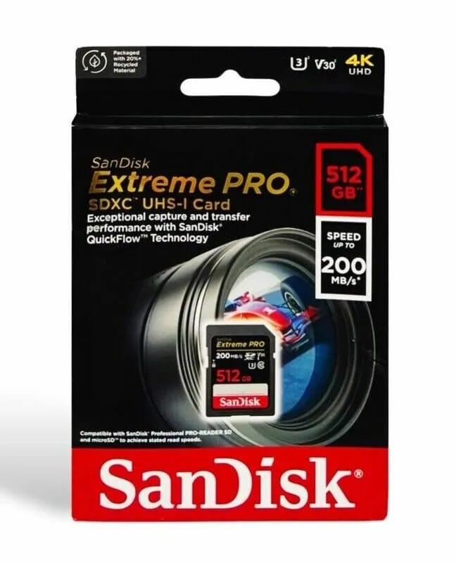Флеш накопитель 512 Гб SanDisk SDXC 512GB Extreme Pro UHS-I V30 U3 200/140 MB/s - изображение №6