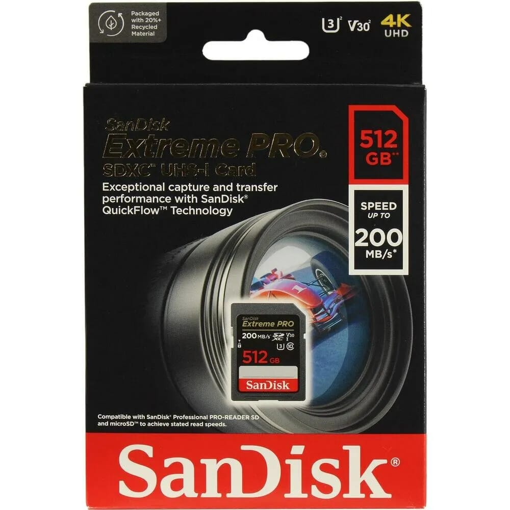Флеш накопитель 512 Гб SanDisk SDXC 512GB Extreme Pro UHS-I V30 U3 200/140 MB/s - изображение №4