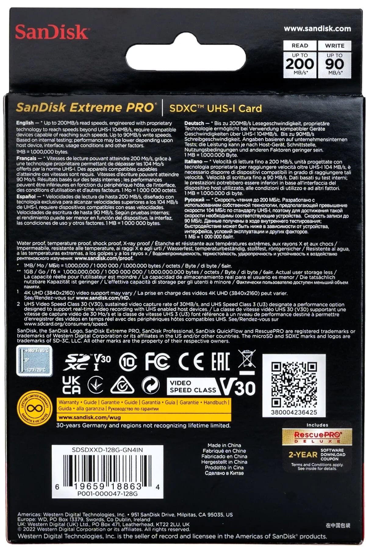 Карта памяти SanDisk SDXC 128 ГБ Class 10, V30, UHS-I U3, 1 шт., черный - изображение №6