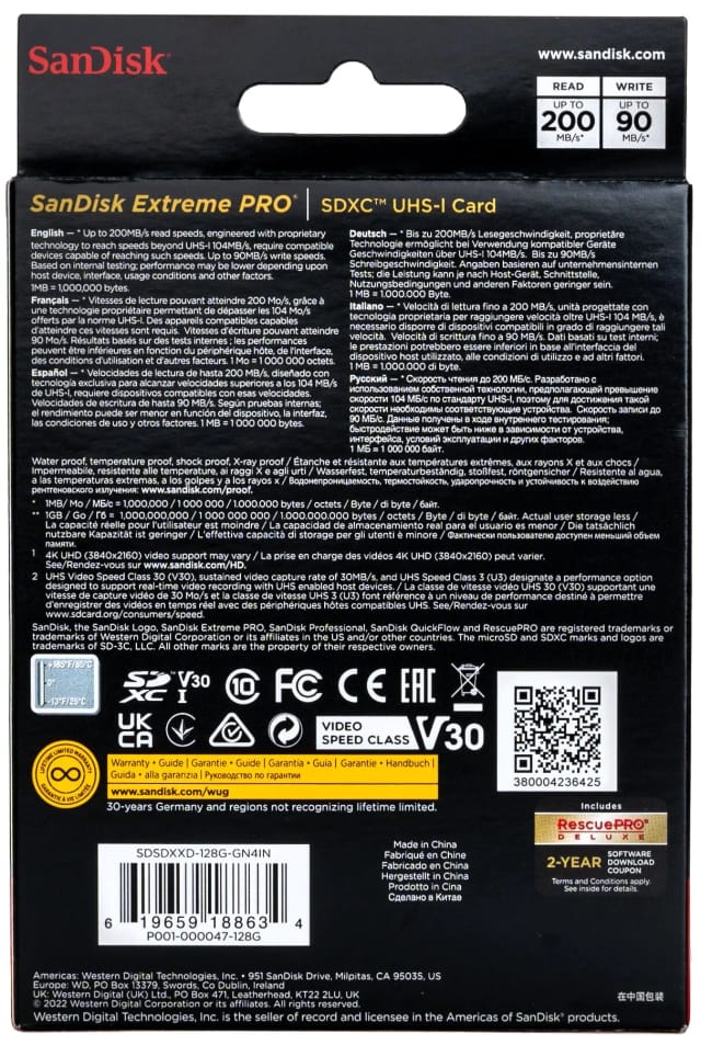 Карта памяти SanDisk SDXC 128 ГБ Class 10, V30, UHS-I U3, 1 шт., черный - изображение №6