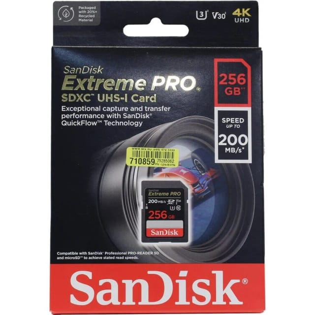 Карта памяти SanDisk SDXC 256 ГБ Class 10, V30, A2, UHS-I U3, 1 шт., черный - изображение №4