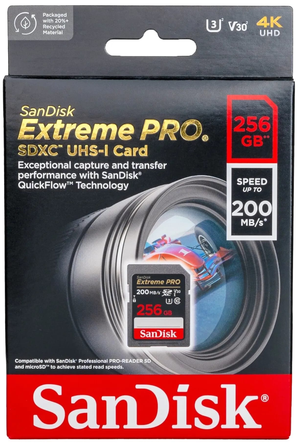 Карта памяти SanDisk SDXC 256 ГБ Class 10, V30, A2, UHS-I U3, 1 шт., черный - изображение №5