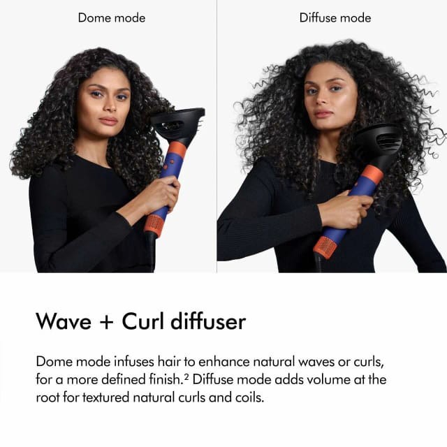 Фен-стайлер Dyson Airwrap Complete Long and Diffuse i.d. HS08 (Curly+Coily), vinca blue/topaz orange, EU вилка РФ - изображение №5