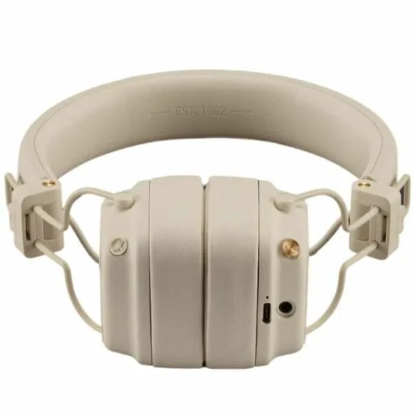 Беспроводные наушники Marshall Major V Cream, Bluetooth наушники Маршалл Мажор 5, кремовые - изображение №3