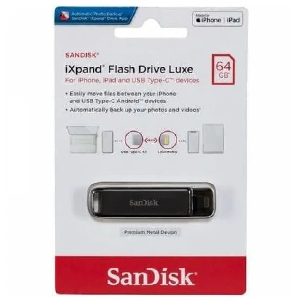 Накопитель SanDisk 64GB iXpand Luxe Type-C/Lightning Flash Drive SDIX70N-064G-GN6NN - изображение №14