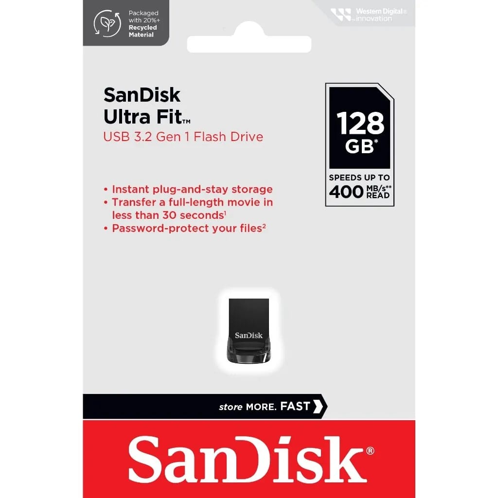 Флешка SanDisk 128GB CZ430 Ultra Fit черный USB 3.1 - изображение №1