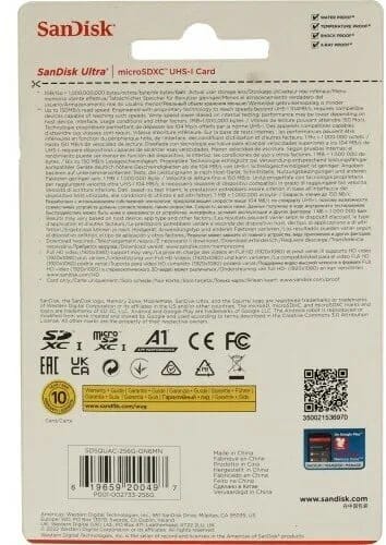 Карта памяти SanDisk microSDXC 256 ГБ Class 10, A1, UHS-I, R 150 МБ - изображение №2