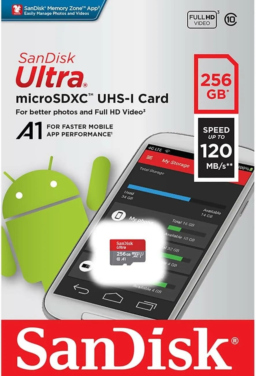 Карта памяти SanDisk microSDXC 256 ГБ Class 10, A1, UHS-I, R 150 МБ - изображение №4