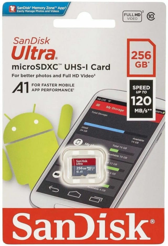 Карта памяти SanDisk microSDXC 256 ГБ Class 10, A1, UHS-I, R 150 МБ - изображение №13