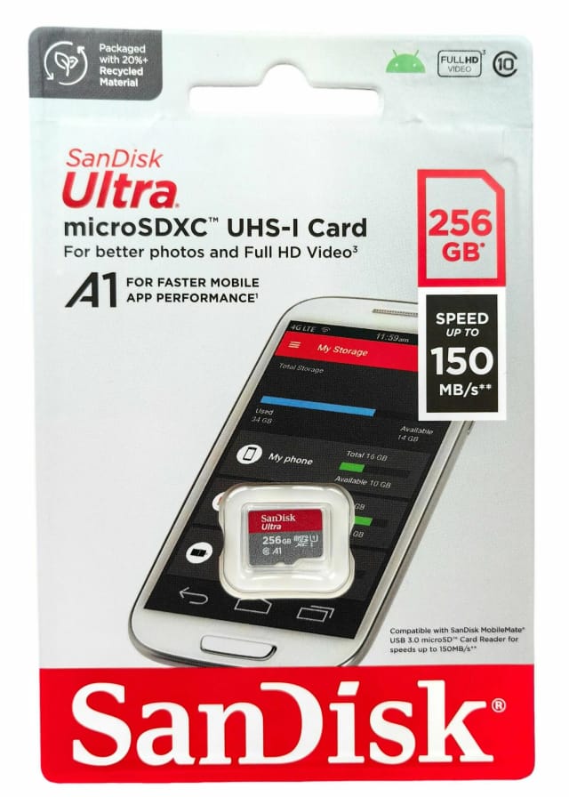 Карта памяти SanDisk microSDXC 256 ГБ Class 10, A1, UHS-I, R 150 МБ - изображение №10
